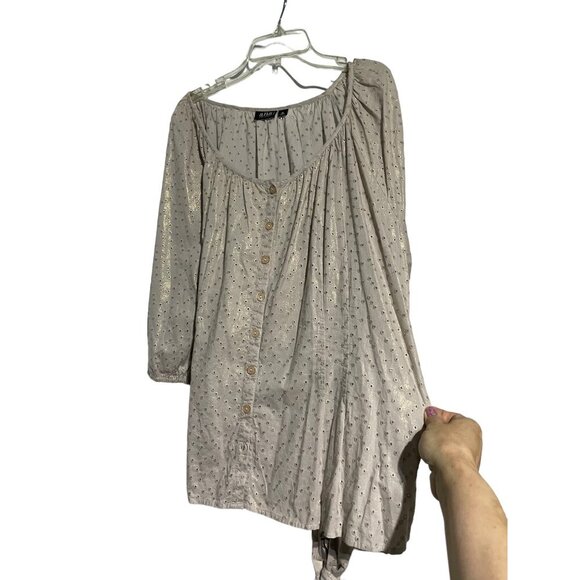 Women's Flowy Lace Lightweight Tie Back Cotton Top Size 2X - Picture 2 of 4